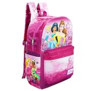 Disney Princesss Backpack for Girls - Bundle with 17" Backpack with Adjustable Shoulder Straps Featuring Belle, Cinderella, More Plus Stickers | Disney Princess Bag for Kids