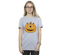 Disney Women's Pumpkin Cotton Boyfriend Halloween T-Shirt in Grey | Size: Large Disney Grey L