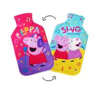 Disney Reversible Hot Water Bottles - Peppa Pig Plush Cover - Natural Rubber 2L Capacity - Peppa Pig Musical Design - Reversible