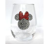 Disney Rhinestone | Stemless Wine Glass Inspired | Mickey Minnie Fan | Funny Birthday, Christmas, Mother's Day, Father's Day, Graduation Gift (Minnie)