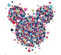 Disney RMK3593GM Giant Repositionable Minnie Mouse Confetti Heart with Glitter Vinyl Sticker, Pink, Blue, Yellow and Red, 17.5 x 16.5 Inches