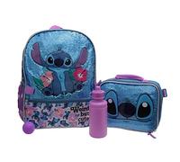 Disney’s Lilo & Stitch Girls 4 Piece Backpack Set, Blue Flip Sequin School Travel Bag with Front Zip Pocket, Mesh Side Pockets, Lunch Box, Water Bottle, and Squish Ball Dangle