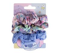 Disney Scrunchies, Minnie, Princesses, Frozen II, Lilo & Stitch, Charge of 101, Aristocats, Fabric Hair Elastics, Pigtails, 3 Pieces, Multicolor (Stitch (Light Blue)