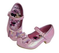 Disney Shoes - Mary Jane Flat Pump Strap with Bow - Princess Costume Flower School Party Slipper Toddler Little Kid, Pink Minnie, 11 Little Kid