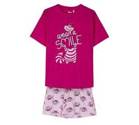 Disney Short Pyjamas - Pink - Size XS - Adult 2 Piece Pyjamas - Made of Cotton and Polyester - Cheshire Cat Print - Original Product, pink, XS
