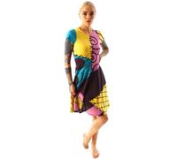 Disney Nightmare Before Christmas Sally | Women's Multicoloured Short Sleeve Costume Dress | Halloween Party Outfit | Cosplay Dress | Themed Apparel for Fans Merch - Medium