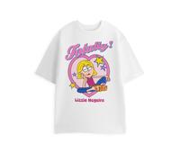 Disney Lizzie McGuire Women's White Short Sleeved T-Shirt | Totally Graphic Tee with Cartoon Theme | Everyday Wear for Fans of Lizzie | Classic Crew Neck Top Merch - Small