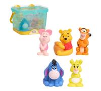 Disney Winnie the Pooh Bath Caddy, 6-pieces, 5 Bath Toy Figures Sealed for Safety, Attaches to Wall, Bath Toy for Fans, Girls, Boys, Kids, Ages 3 and Up