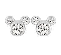 Disney Silver Crystal Mickey Mouse Earrings - Silver