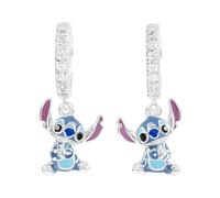 Disney Sterling Silver Stitch Charm Hoop Earrings