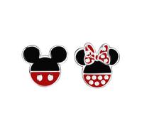 Disney Silver Mickey And Minnie Mouse Stud Earrings - F6742