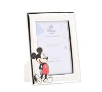 Disney - Mickey Mouse - Real Silver-Plated 4 x 6″ Single Aperture Photo Frame - Made in Italy - Officially Licensed Disney Merchandise - Self-Standing Wood Back - Early Years, Adults, Nursery, Kids.