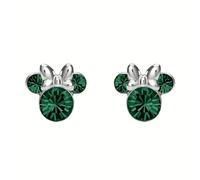 Disney Silver Minnie Green Crystal Birthstone Stud Earrings - May - F6779