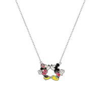 Disney Sterling Silver Enamel Mickey and Minnie Mouse Kissing Necklace