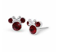 Disney Silver Plated Red Stone Minnie Mouse Stud Earrings