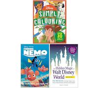 Disney Simply Colouring, Disney-Pixar Finding Nemo Cinestory Comic & The Hidden Magic of Walt Disney World 3 Books Collection Set
