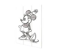 Disney Sketch Minnie Mouse Wood Print in Black Disney Black
