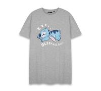 Disney Women's Nightdress Lilo & Stitch (Stitch) Grey Marl Short Sleeve Sleep All Day Small