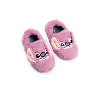 Disney Lilo & Stitch Angel Girls Pink Slip On Loafer Slippers | Fluffy Home Wear Movie Character Footwear for Relaxing | Children's House Slippers | Lilo & Stitch Merch - 4 UK Child