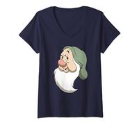 Disney Snow White And The Seven Dwarfs Bashful Big Face V-Neck T-Shirt