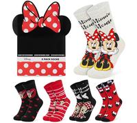 Disney Socks for Women & Teens, Pack of 5 Running Sports Cotton Work Socks, Soft & Breathable, Birthday Gifts for Women (3/8 UK, Multi Minnie)