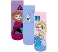 Disney Socks, Frozen Girls Socks, Anna, Olaf and Elsa 3 Pack Multipack Sock Set, Size 4-6