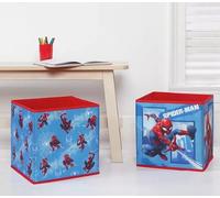 Disney Spider-Man Storage Boxes for Kids - Pack of 2 Foldable Fabric Toy Boxes - 30x30x30cm Cube Organisers - Collapsible Marvel Storage for Bedroom, Playroom or Shelving Units
