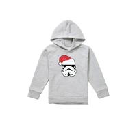Disney Star Wars Christmas Storm Trooper Santa Youth Kids Pull-Over Hoodie, Athletic Heather in Grey | Size: 5-6 Years Disney Grey 5-6 Years