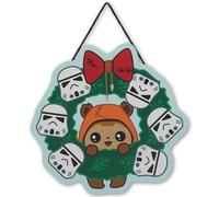 Disney Star Wars Ewok and Stormtroopers Wreath Christmas Hanging Wood Wall Decor - Fun Star Wars Holiday Decoration for Home