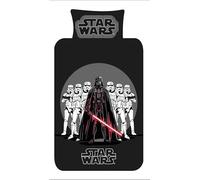Disney Star Wars Single Duvet Cover & Pillowcase Set - Reversible Bedding with Darth Vader & Stormtroopers - Official Boys Kids Polycotton Bed Linen - Black & Grey - 135x200cm (SINGLE)