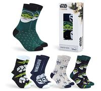 Disney Star Wars Socks for Men & Teens UK Size 6.5-10.5, Pack of 5 Baby Yoda Casual Crew Socks, Mandalorian Gifts for Men (Green Baby Yoda)