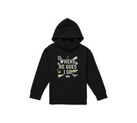 Disney Star Wars The Mandalorian Grogu Where He Goes Badges Youth Kids Pull-Over Hoodie, Black | Size: 7-8 Years Disney Black 7-8 Years