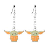 Disney Star Wars The Mandalorian The Child Silver Plated Dangle Earrings, Official License