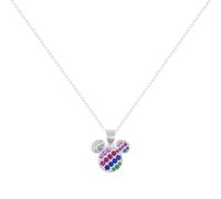 Disney Sterling Silver Diagonal Nano Rainbow CZ Pendant 18" Necklace