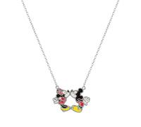 Disney Sterling Silver Enamel Mickey and Minnie Mouse Kissing Necklace