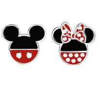 Disney Mickey and Minnie Mouse Black and Red Sterling Silver Mismatched Stud Earrings