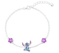 Disney Jewellery Disney Lilo & Stitch Stitch & Hibiscus Flower Enamel Bracelet 1.3 x 1.1cm, 16.5cm + 2.5cm