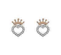 Disney Sterling Silver Two Tone 18ct Gold Plated Crown Heart Stud Earrings E905643TZWL-B.PH