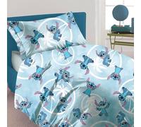 Disney Stich Blue Single Bed Sheet Set in Pure Cotton Flannel Top + Bottom Sheet + Pillowcase