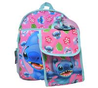Disney Stitch 16"""" Backpack 4pc Set with Lunch Kit Key Chain & Carabiner