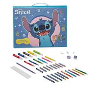 Disney Stitch 162 Pcs Pop Up Artist Easel Kids Art Set - White Board & Chalkboard with Markers, Felt Pens, Colouring Pencils, Paint Cakes, Crayons, Oil Pastels, Chalks & Painting Set Accessories