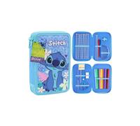 Disney Stitch 2 Compartment Pencil Case School Stationary Accessories in Blue Disney Blue