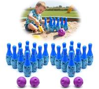 Disney Stitch 2 Pack Kids Bowling Toys - 20 Pins and 4 Balls - Licensed Mini Bowling Game Set - Indoor Activity Toys - Girls Gift Idea 3+Years - Size: 11cm