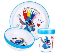 Disney Stitch 3pcs Reusable Bicolor Premium Kids Dinner Tableware Set Plate, Bowl & Tumbler, BPA Free