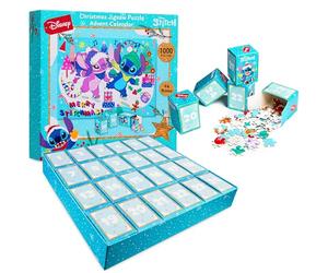 Disney Stitch Advent Calendar 2025 Jigsaw Puzzle 1000pcs Christmas Countdown Calendar Family Game Activity 24 Days Puzzles Stitch Gifts