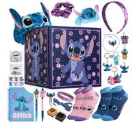 Disney Stitch Advent Calendar 2025 Stationery and Accessories Christmas Countdown Calendar with Necklace Keyring Pen Snap Bracelets Stamps (Purple Stitch Cube)