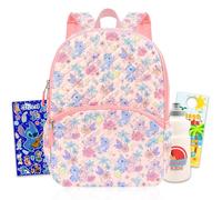 Disney Stitch and Angel Backpack for Girls Set - Bundle with 16" Quilted School Backpack, Water Bottle, Stickers, More | Stitch School Bag for Kids
