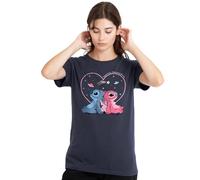 Disney Stitch and Angel Cosmic Connection Ladies T Shirt, Deep Navy, X-Large