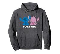 Disney Stitch and Angel Forever Pullover Hoodie, Adult Unisex, Dark Heather Grey, XX-Large