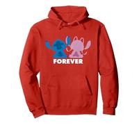 Disney Stitch and Angel Forever Pullover Hoodie, Adult Unisex, Red, Medium
